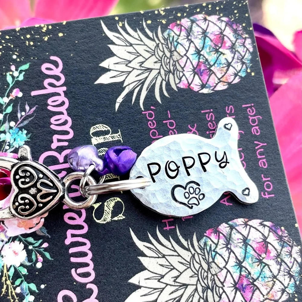 Cat ID Tag- Hand stamped Cat Tag - Cat Gift - Cat ID